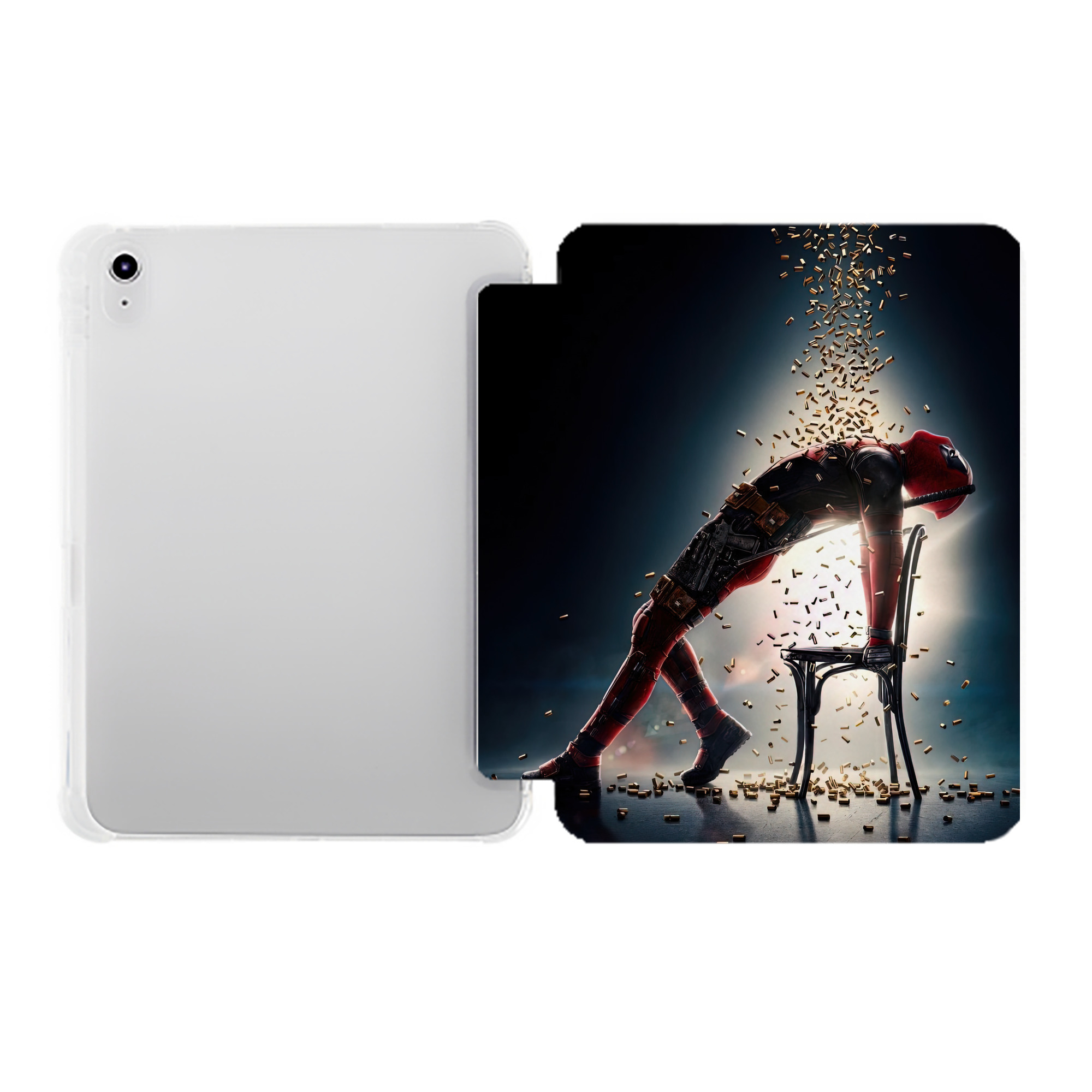 （画像用） Deadpool デッドプール IPad ケース ペン収納付き 三つ折りスタンド PUレザー×シリコン 対応機種9.5/10.5/10.9インチ